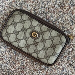 Gucci Beige and Brown Monogram Clutch/wallet